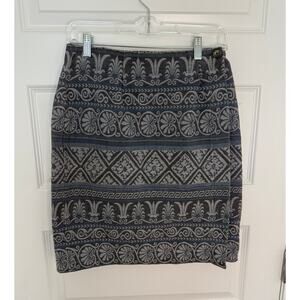 St. John’s Bay Women’s Size 10 Blue Gray Cotton Jacquard Mini Skirt Boho Ethnic